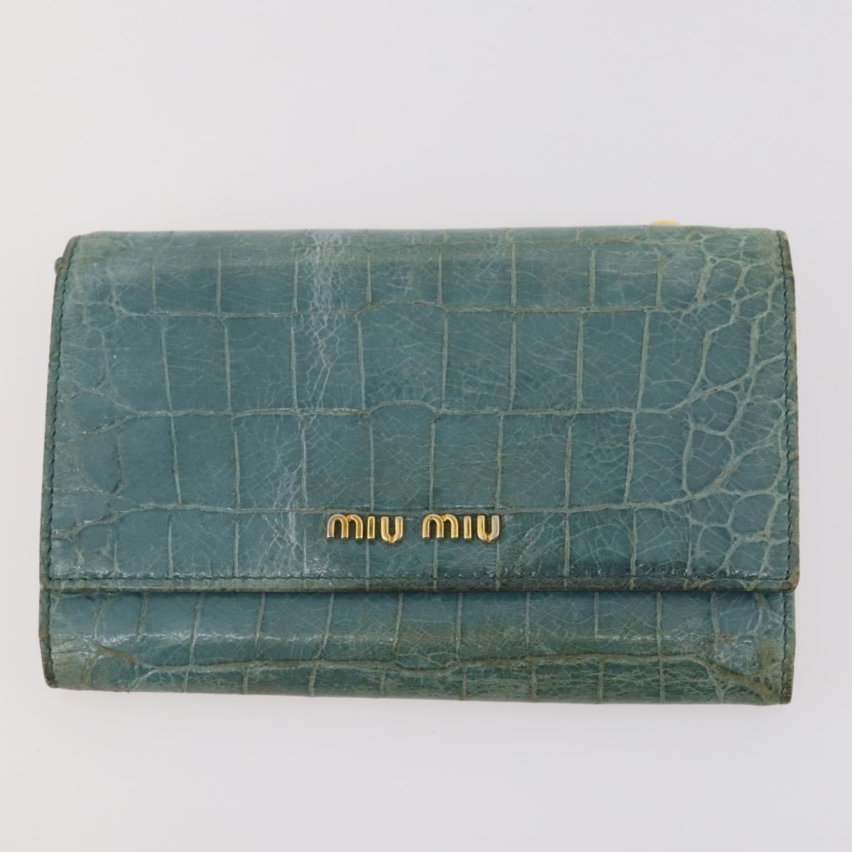 Miu Miu Wallet Leather 2 Set Brown Green Auth BA11023