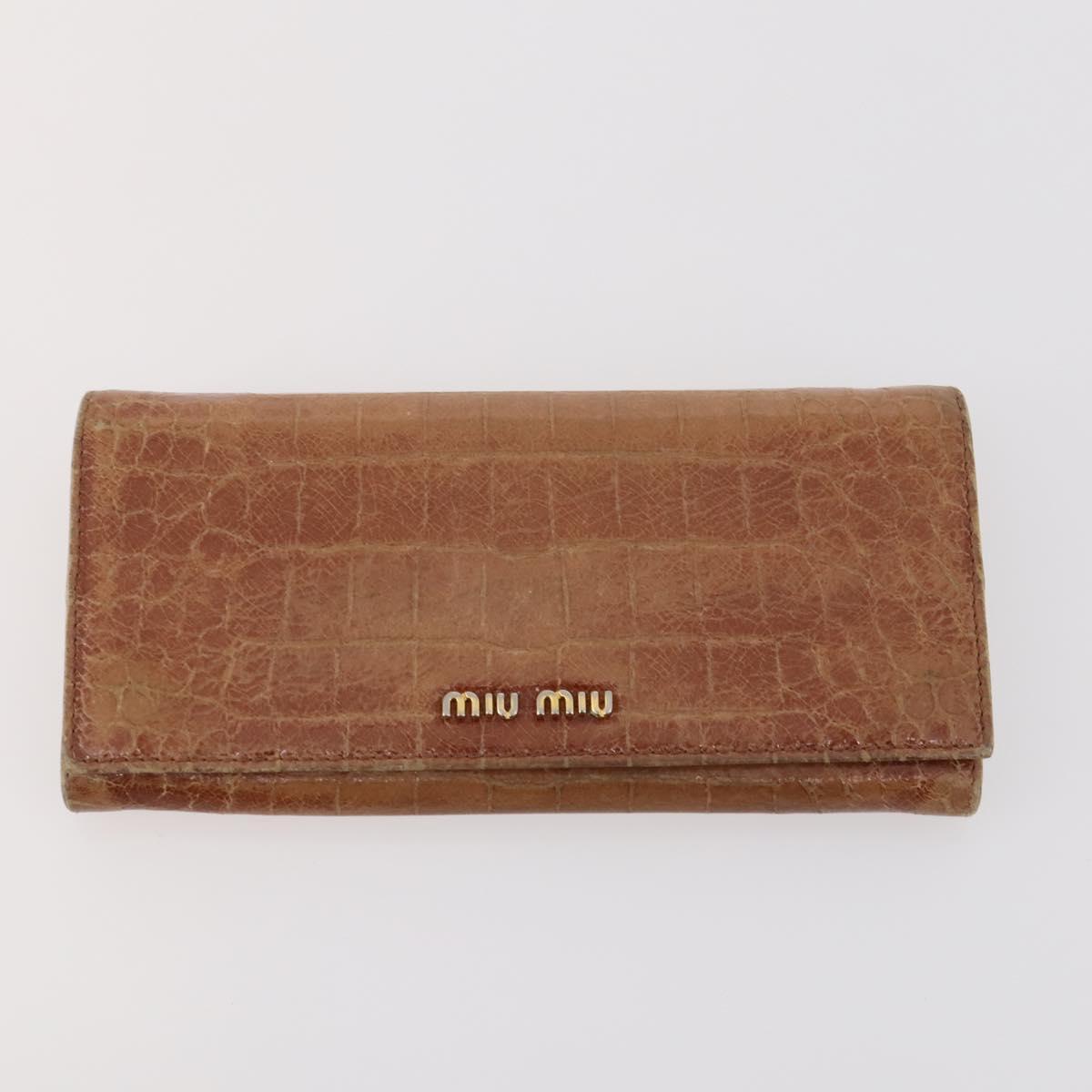 Miu Miu Wallet Leather 2 Set Brown Green Auth BA11023