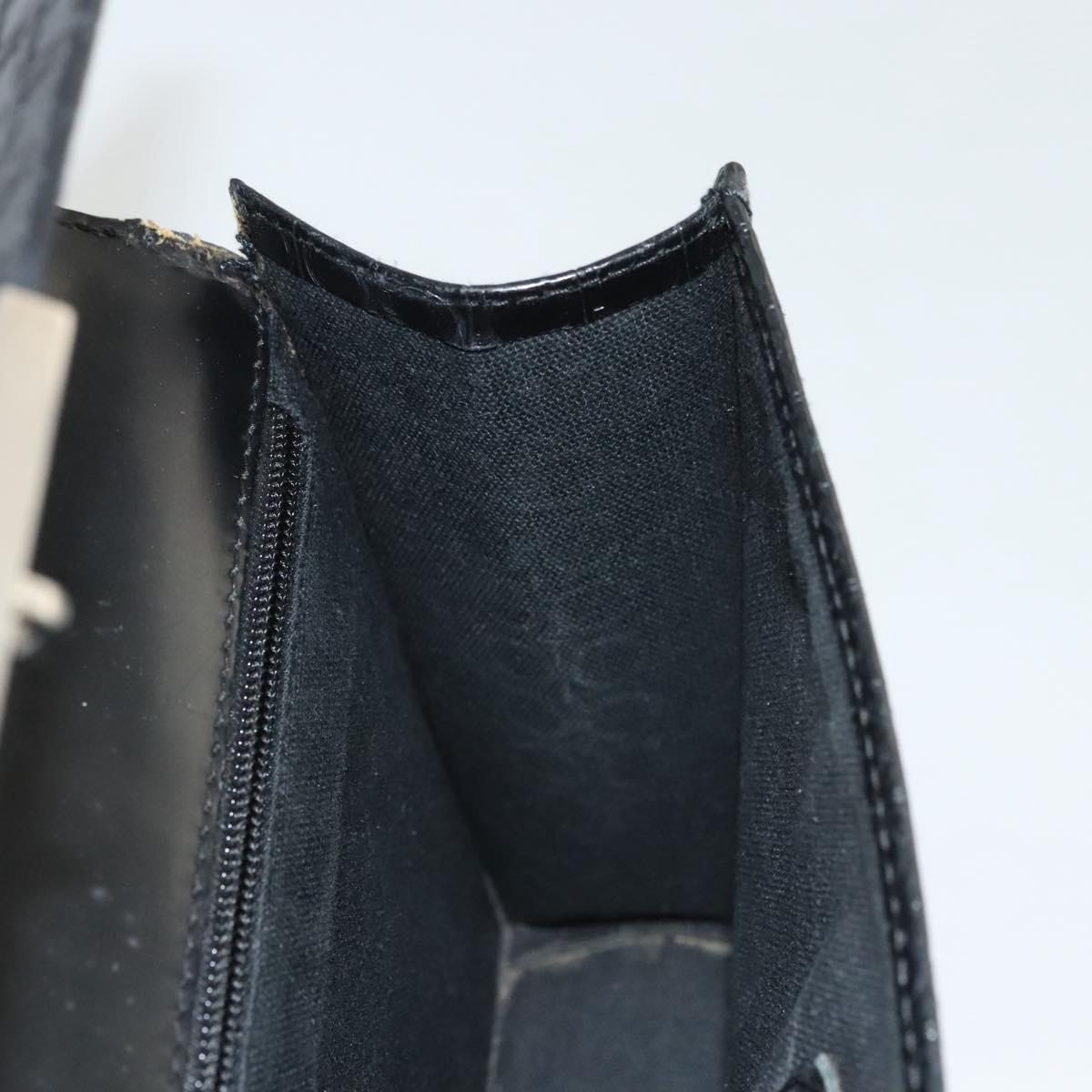 Salvatore Ferragamo Gancini Hand Bag Leather Black Silver Auth BA1103