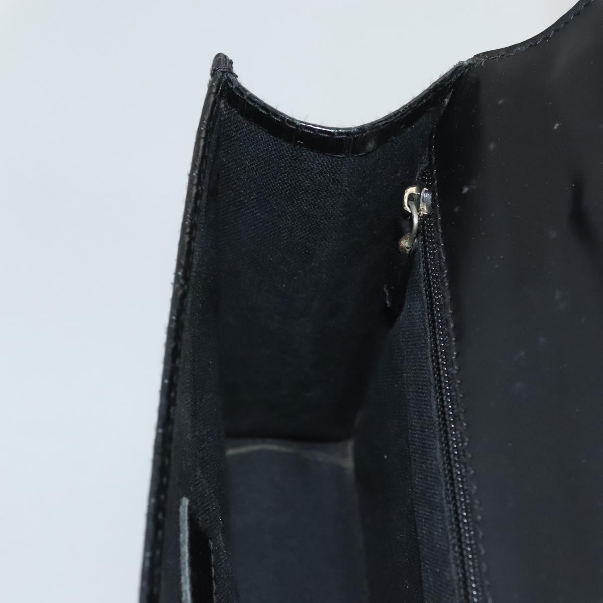 Salvatore Ferragamo Gancini Hand Bag Leather Black Silver Auth BA1103