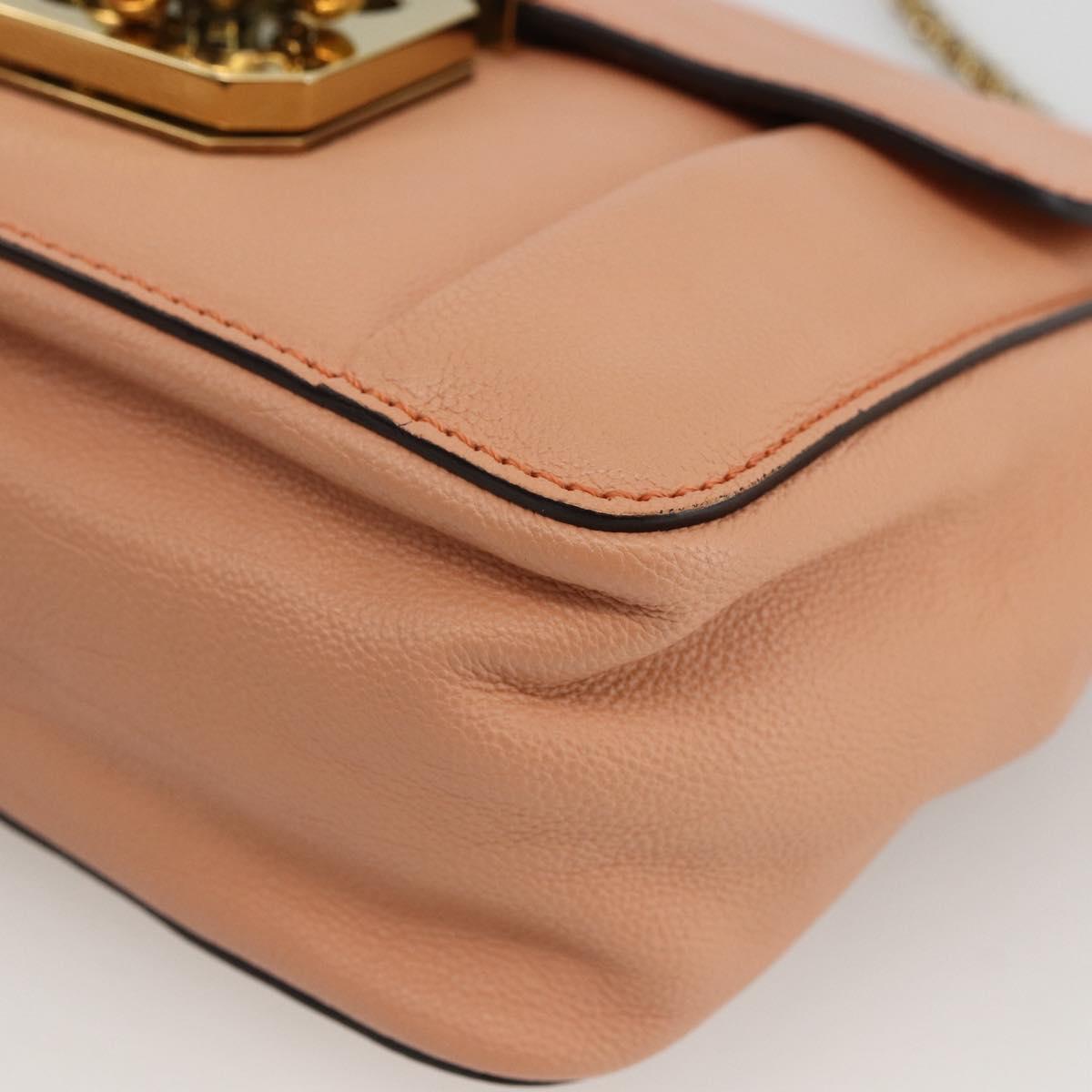 Chloe Chain Elsie Shoulder Bag Leather Pink Gold Auth BA11036V