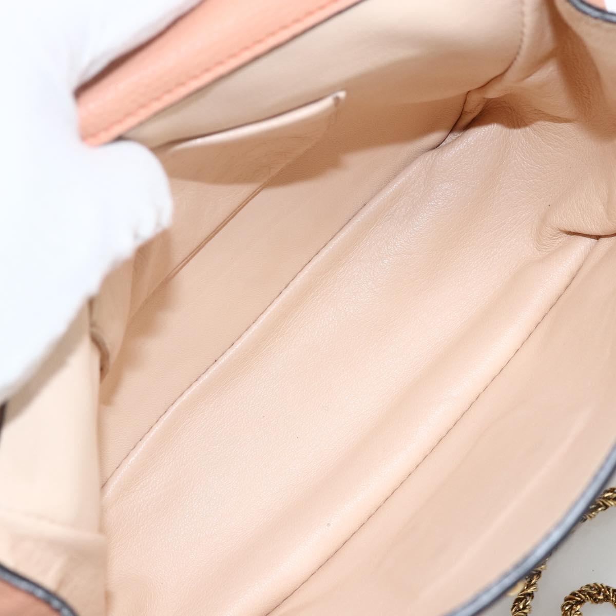 Chloe Chain Elsie Shoulder Bag Leather Pink Gold Auth BA11036V