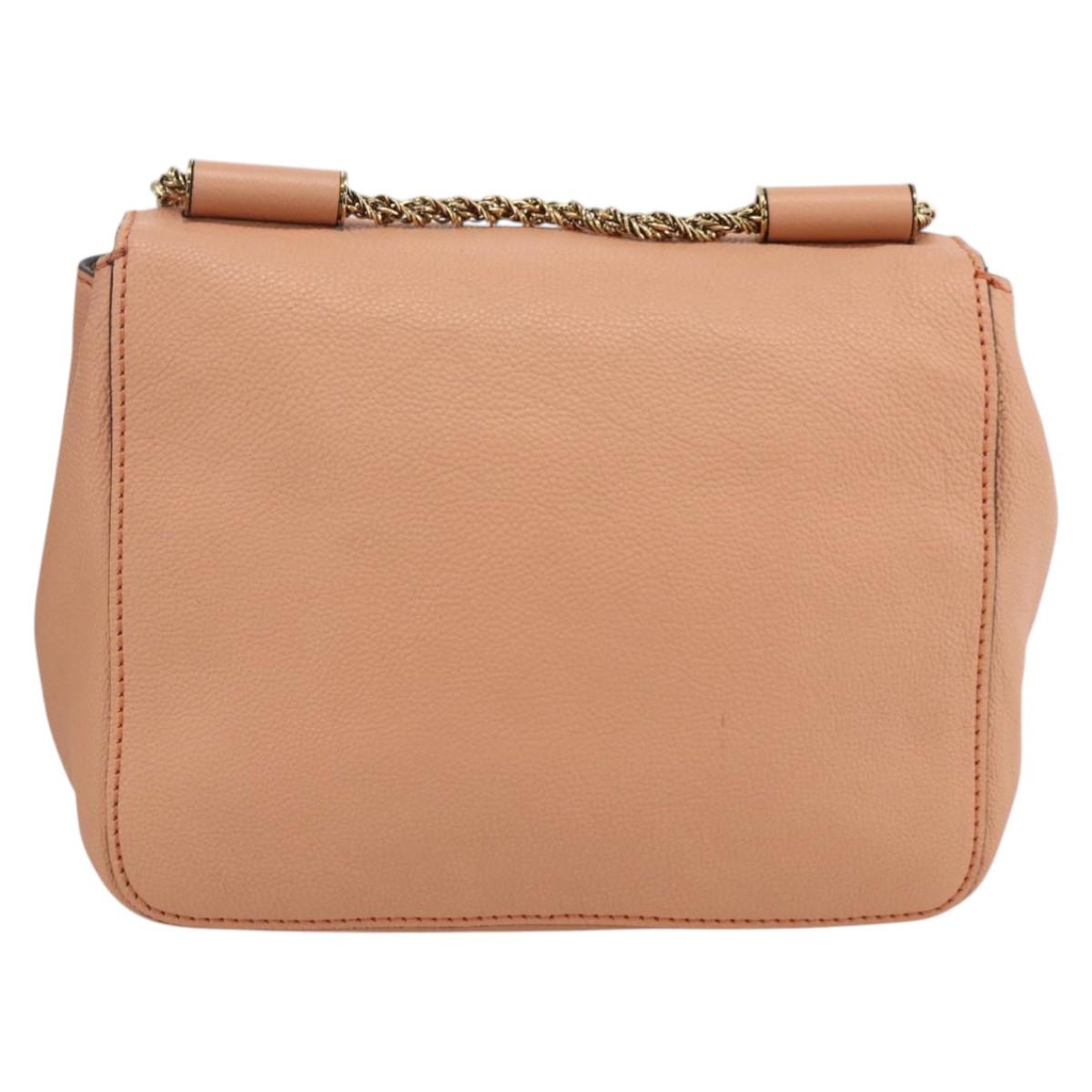 Chloe Chain Elsie Shoulder Bag Leather Pink Gold Auth BA11036V