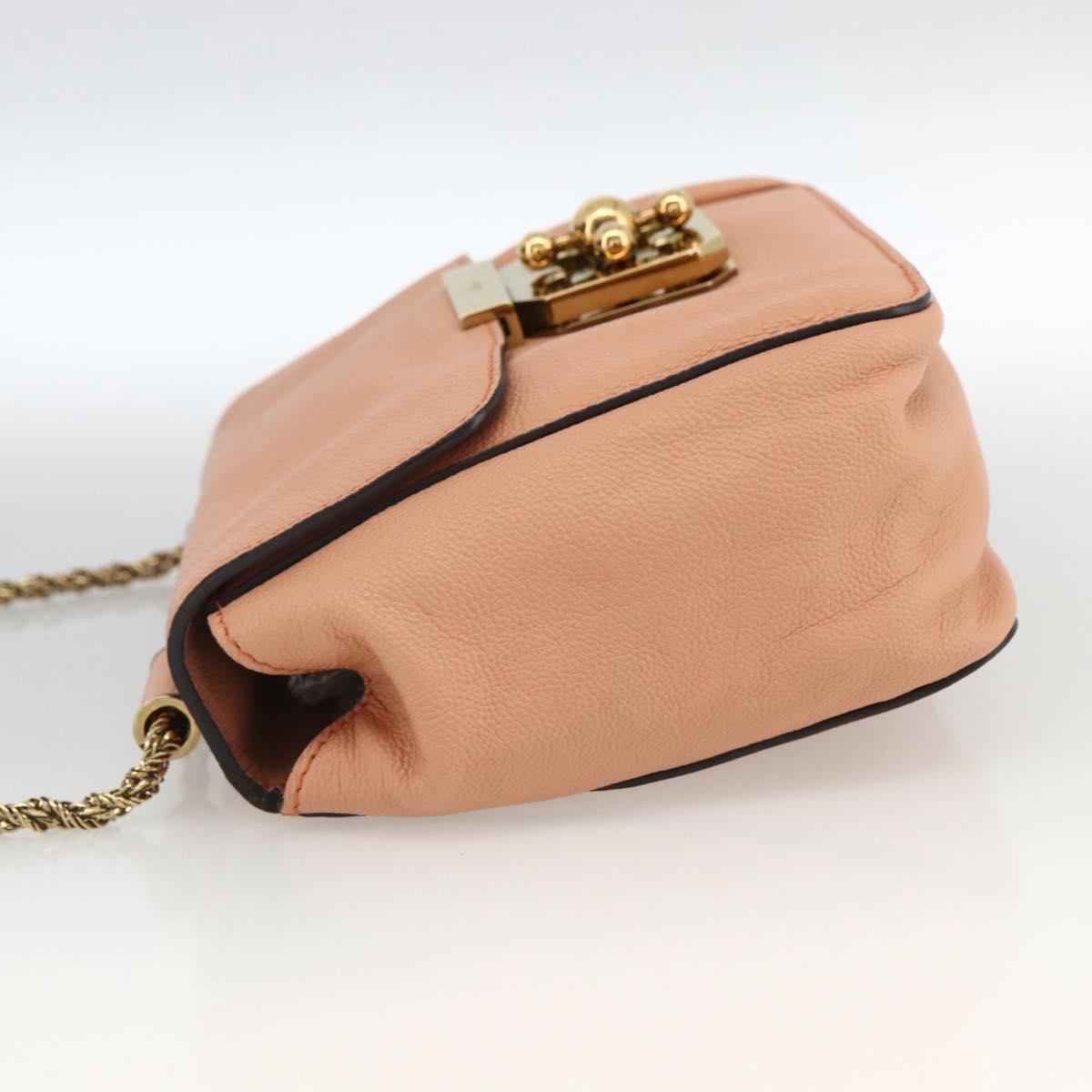 Chloe Chain Elsie Shoulder Bag Leather Pink Gold Auth BA11036V