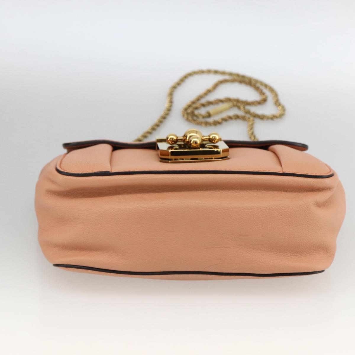 Chloe Chain Elsie Shoulder Bag Leather Pink Gold Auth BA11036V