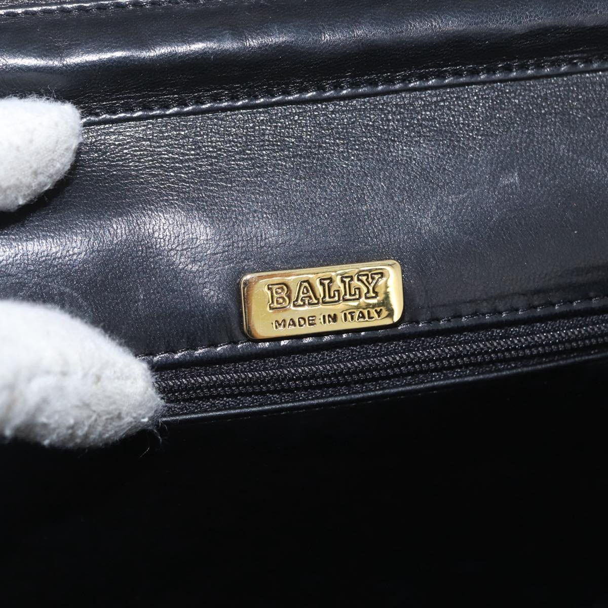 BALLY Quilted Chain Shoulder Bag Leather 2way Black Gold Auth BA11038