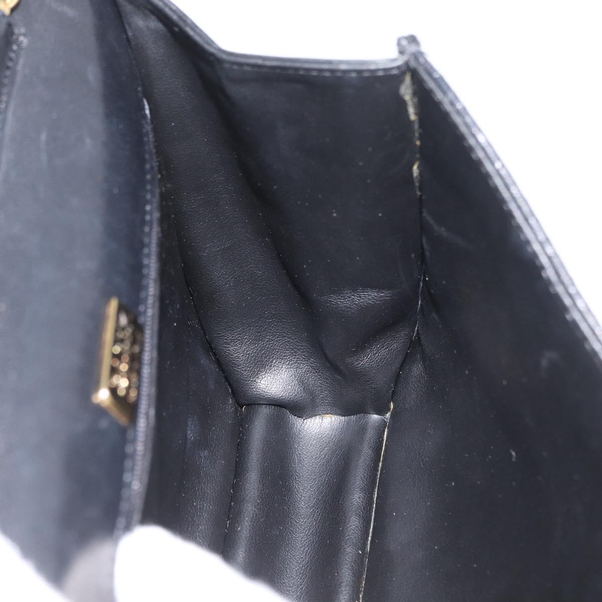 BALLY Quilted Chain Shoulder Bag Leather 2way Black Gold Auth BA11038