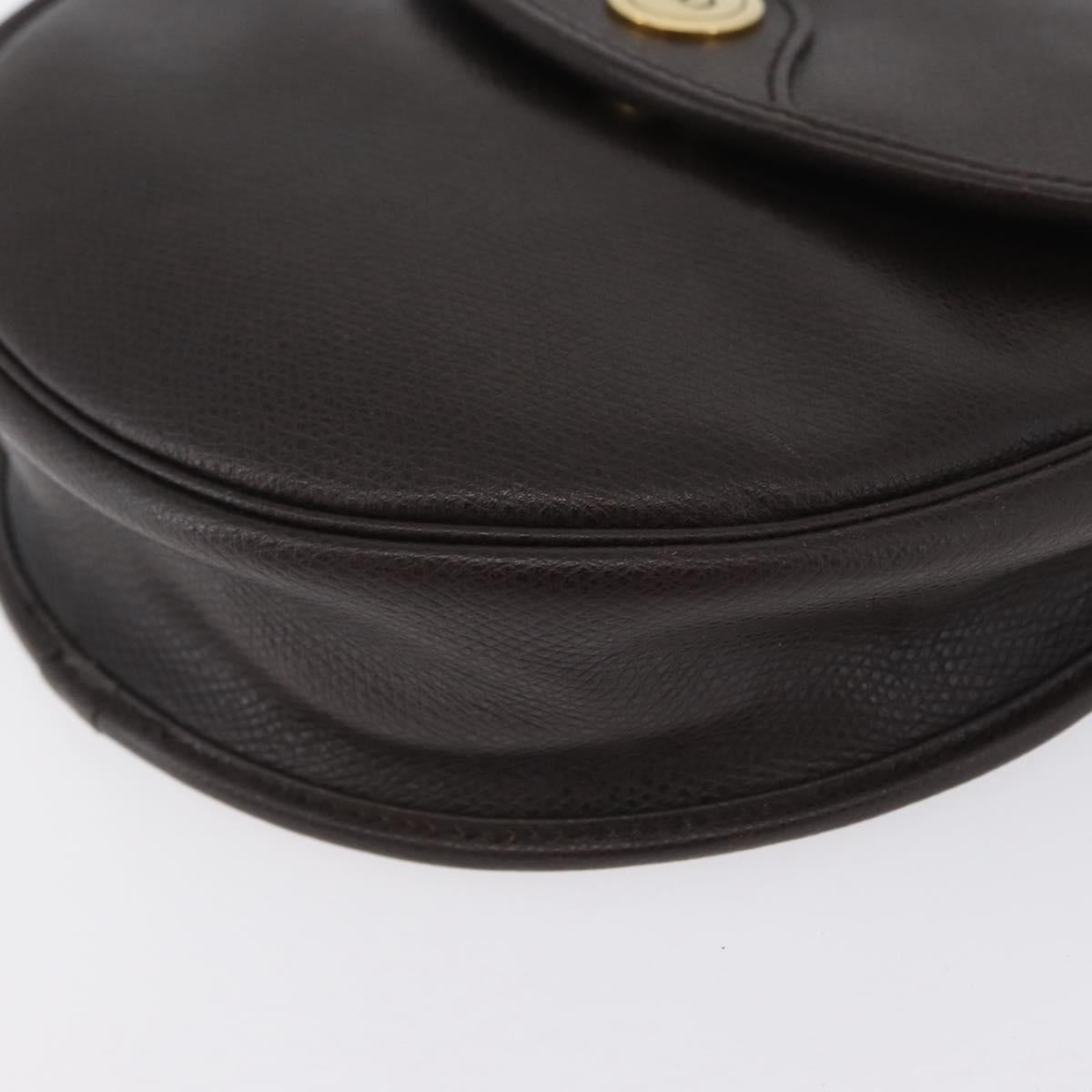 Christian Dior Shoulder Bag Leather Brown Gold Auth BA11045