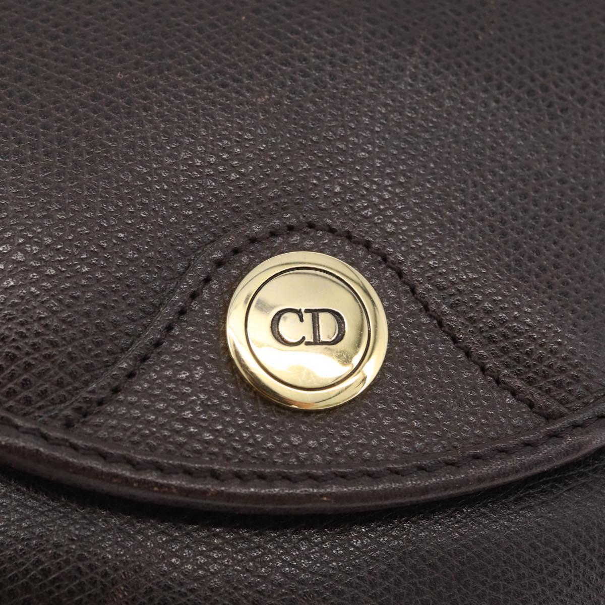 Christian Dior Shoulder Bag Leather Brown Gold Auth BA11045