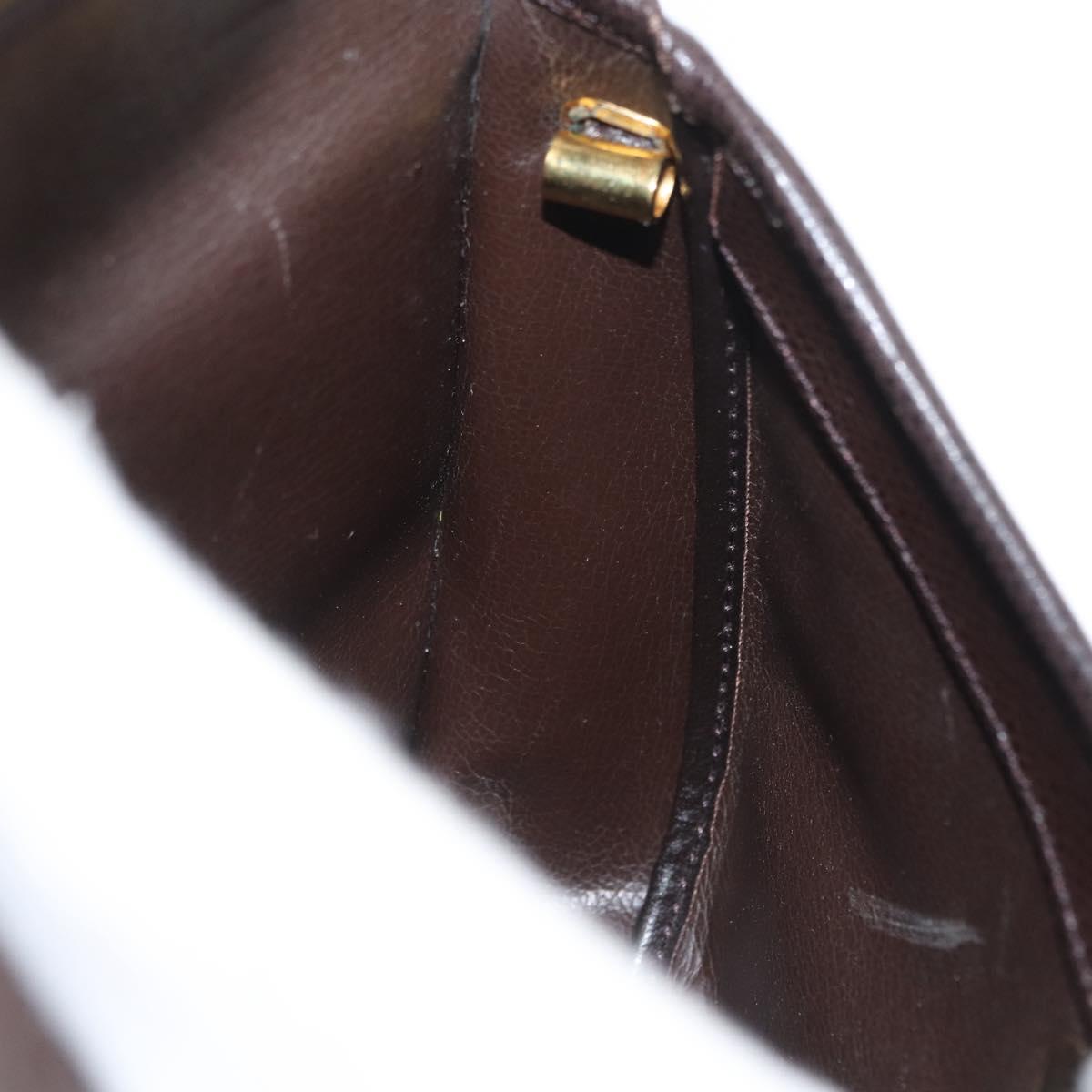Christian Dior Shoulder Bag Leather Brown Gold Auth BA11045