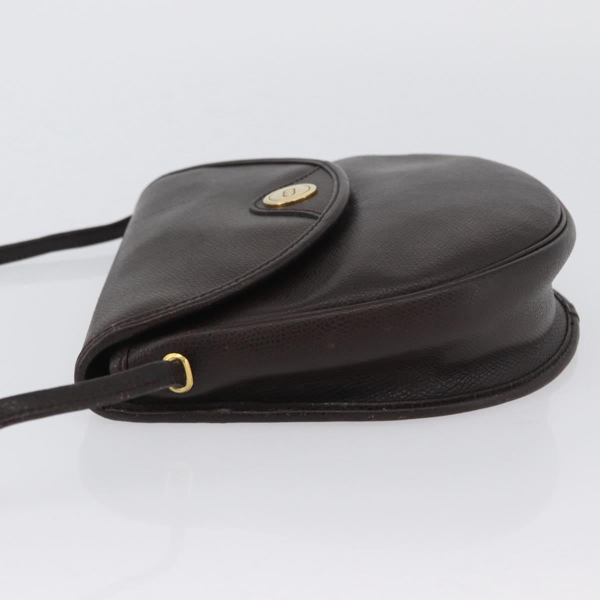 Christian Dior Shoulder Bag Leather Brown Gold Auth BA11045