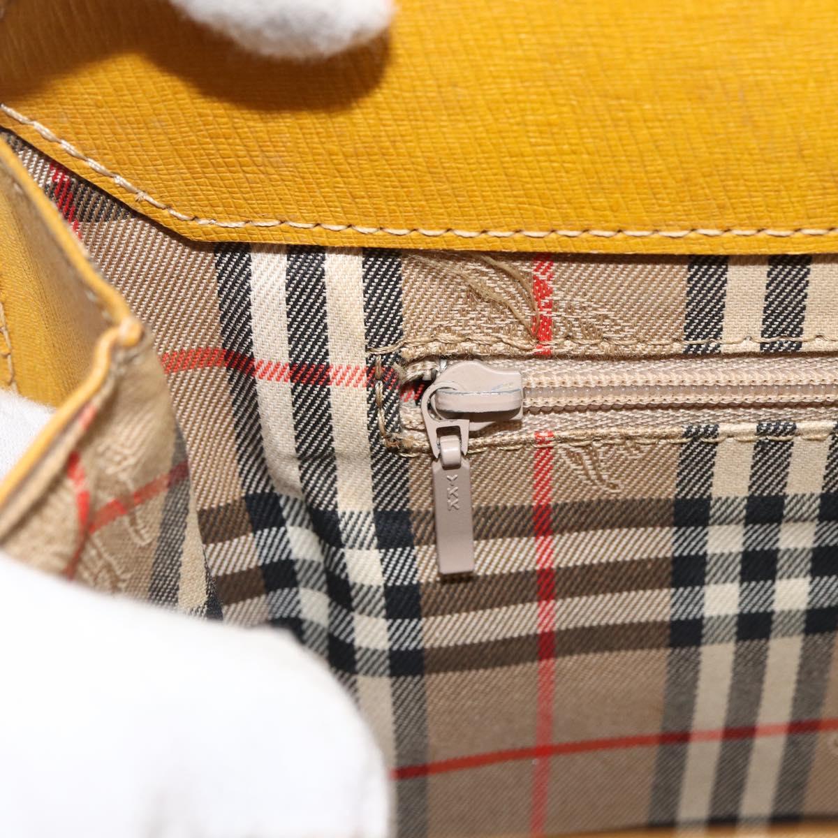 BURBERRY Hand Bag Leather Yellow Gold Auth BA11047