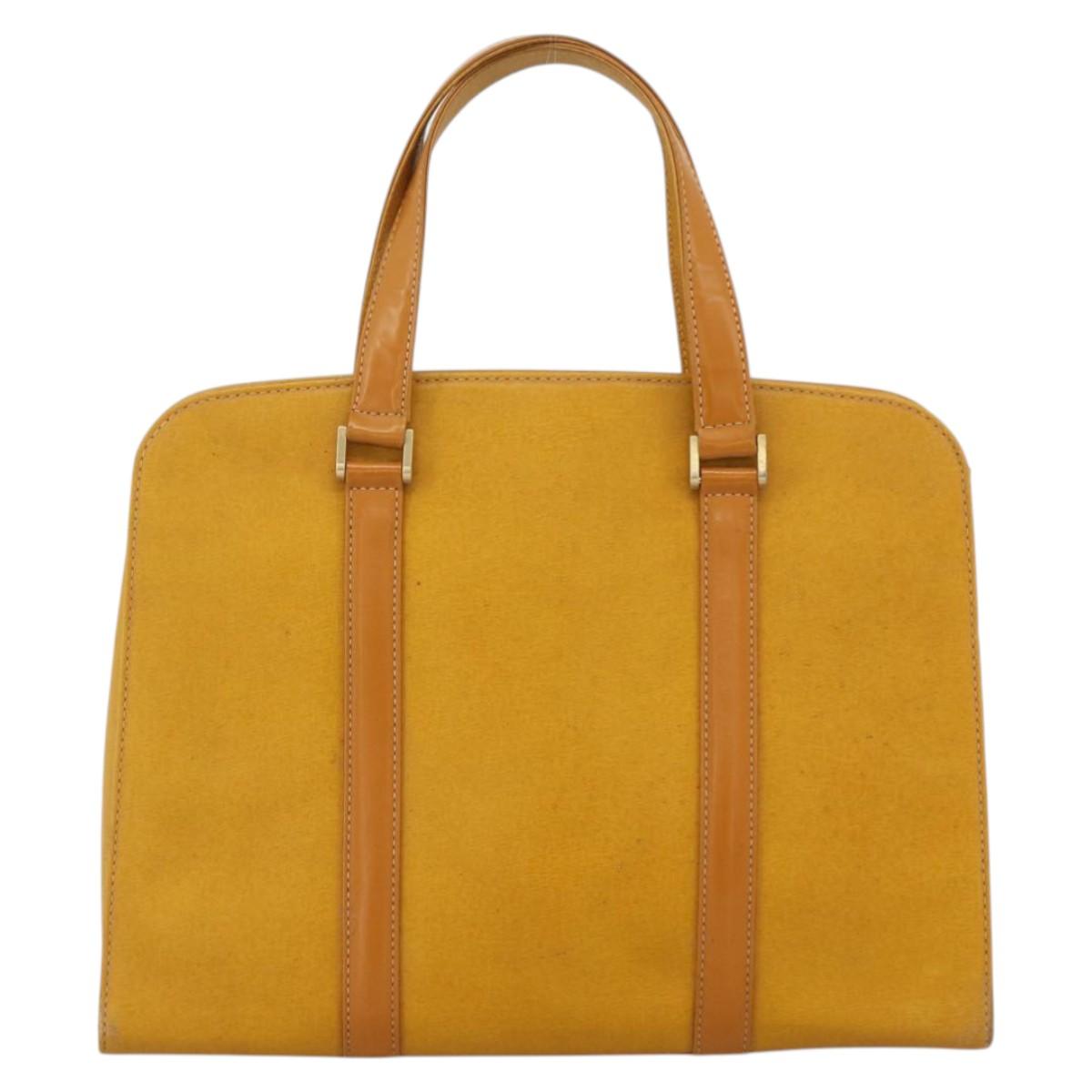 BURBERRY Hand Bag Leather Yellow Gold Auth BA11047