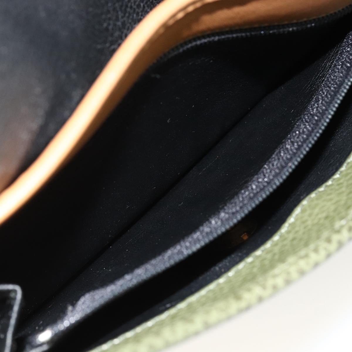 Christian Dior Shoulder Bag Leather Khaki Gold Auth BA11048
