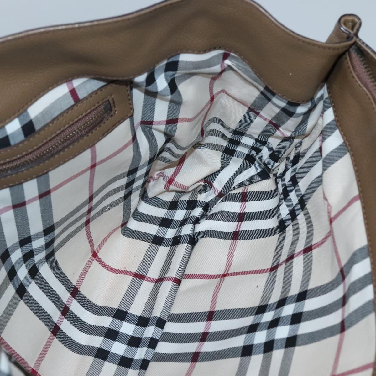 BURBERRY Tote Bag Leather Gold Brown Auth BA1105