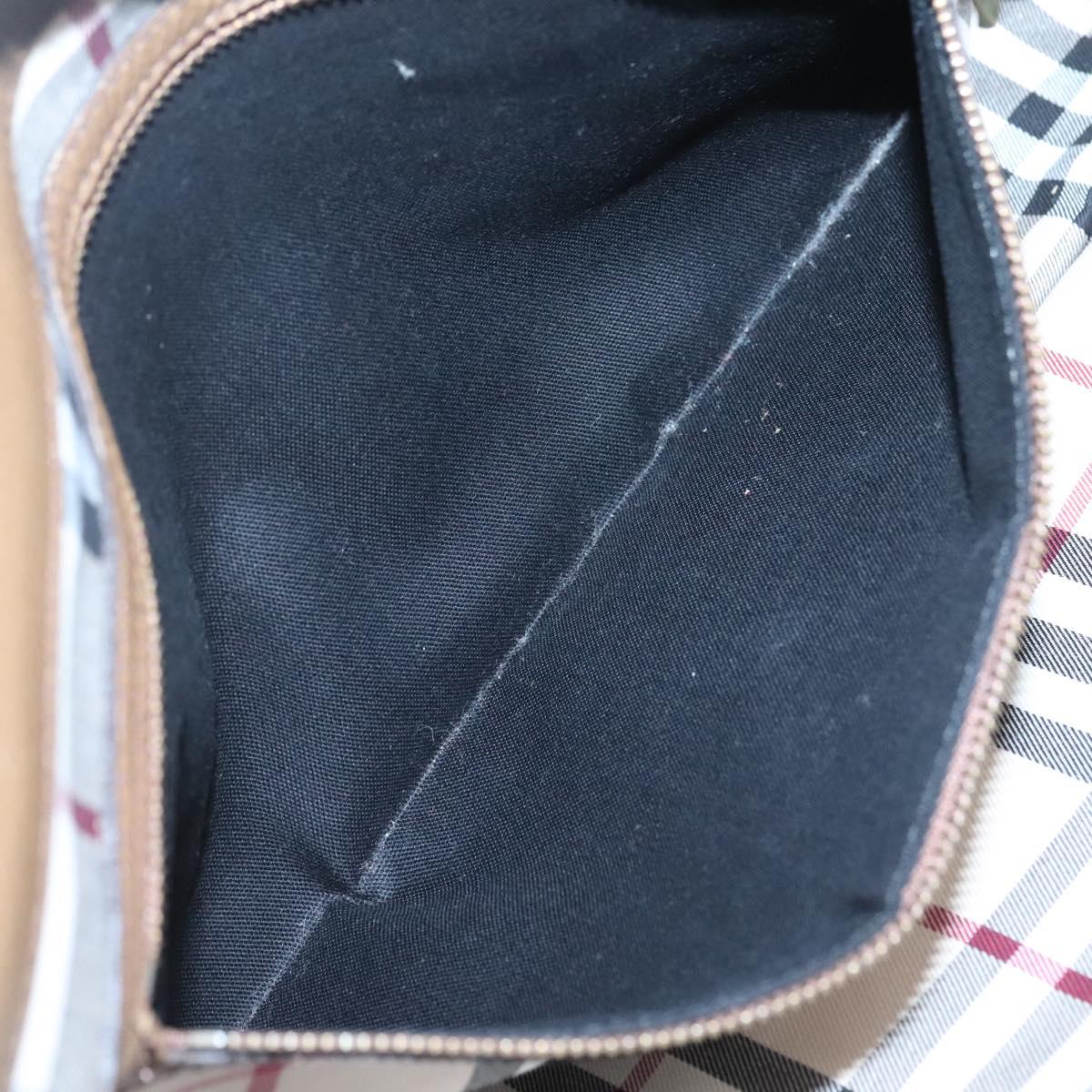 BURBERRY Tote Bag Leather Gold Brown Auth BA1105