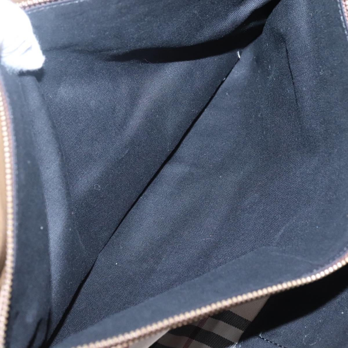 BURBERRY Tote Bag Leather Gold Brown Auth BA1105