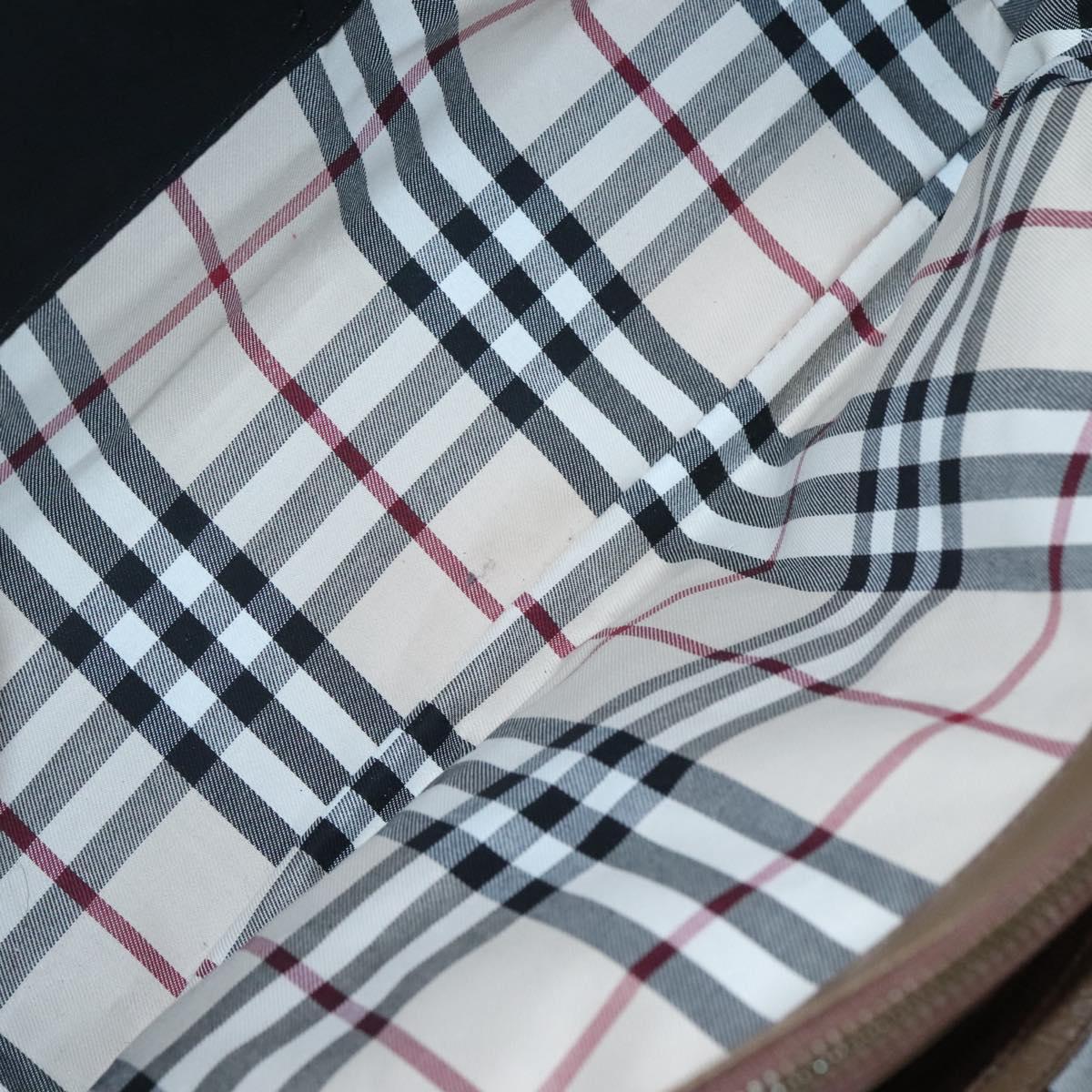 BURBERRY Tote Bag Leather Gold Brown Auth BA1105