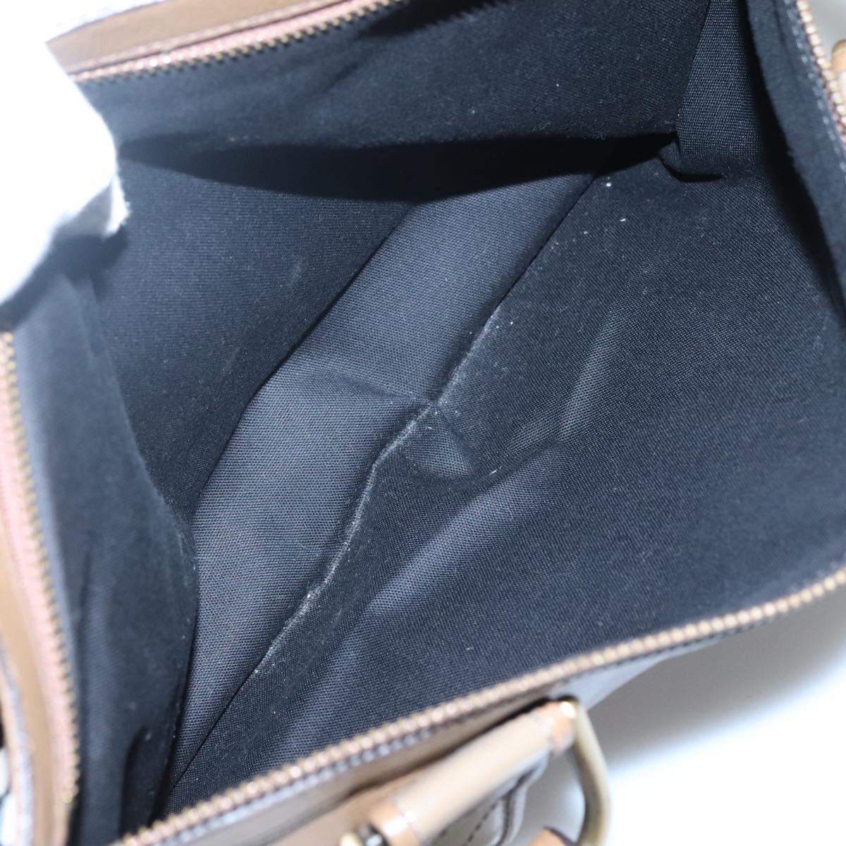 BURBERRY Tote Bag Leather Gold Brown Auth BA1105