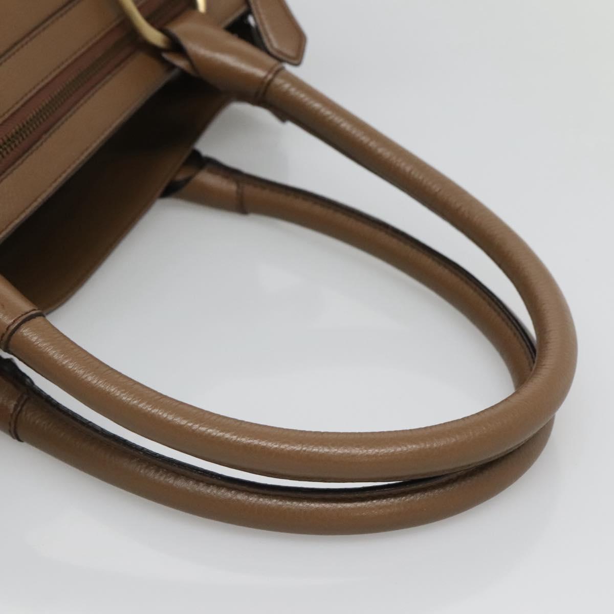 BURBERRY Tote Bag Leather Gold Brown Auth BA1105