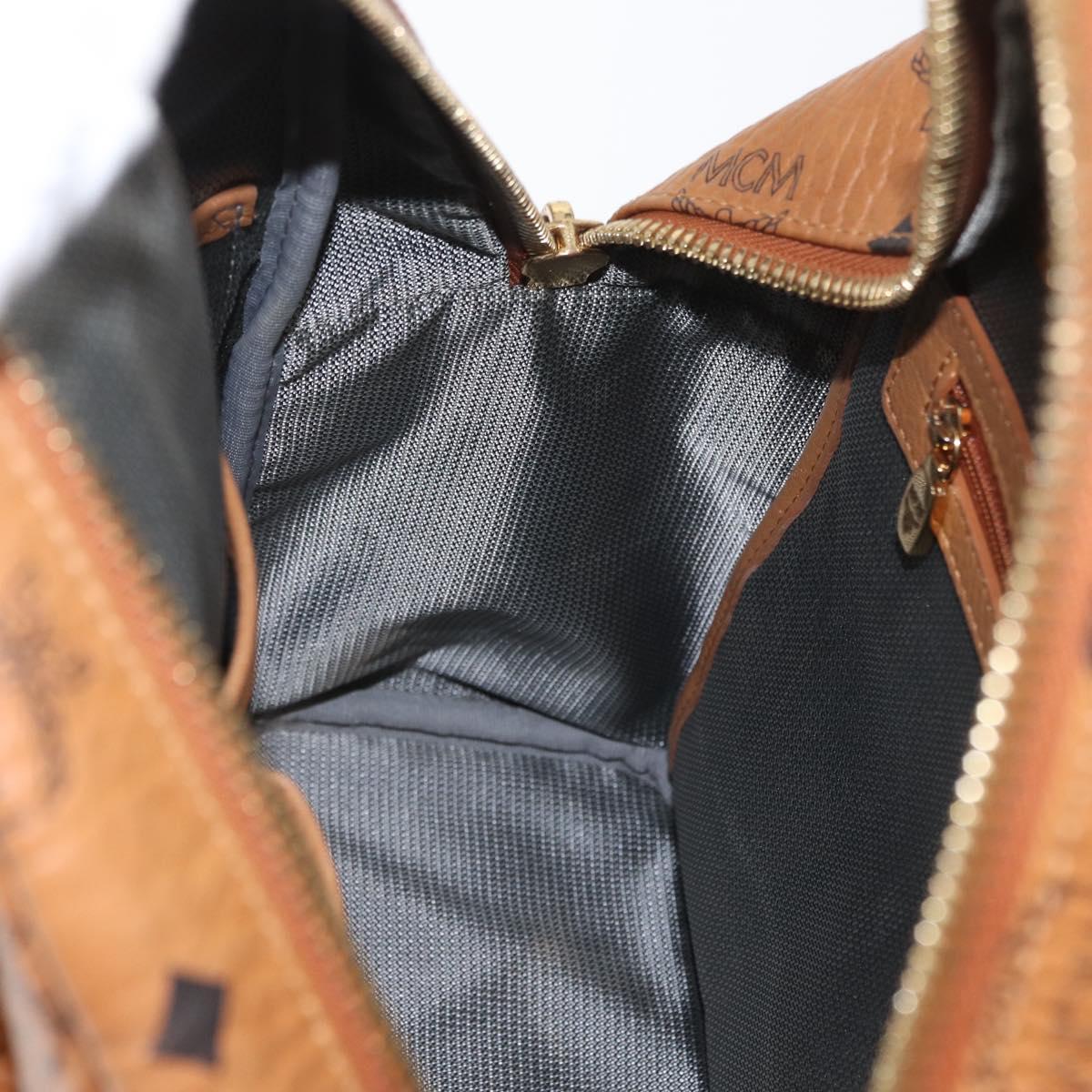 MCM Vicetos Logogram Backpack PVC Leather Brown Gold Auth BA11051