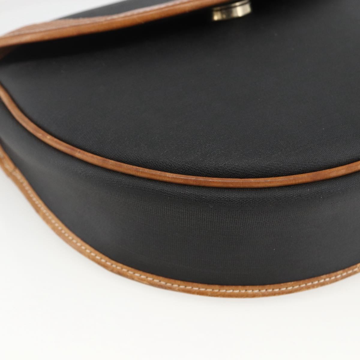 Christian Dior Shoulder Bag PVC Leather Black Gold Auth BA11060