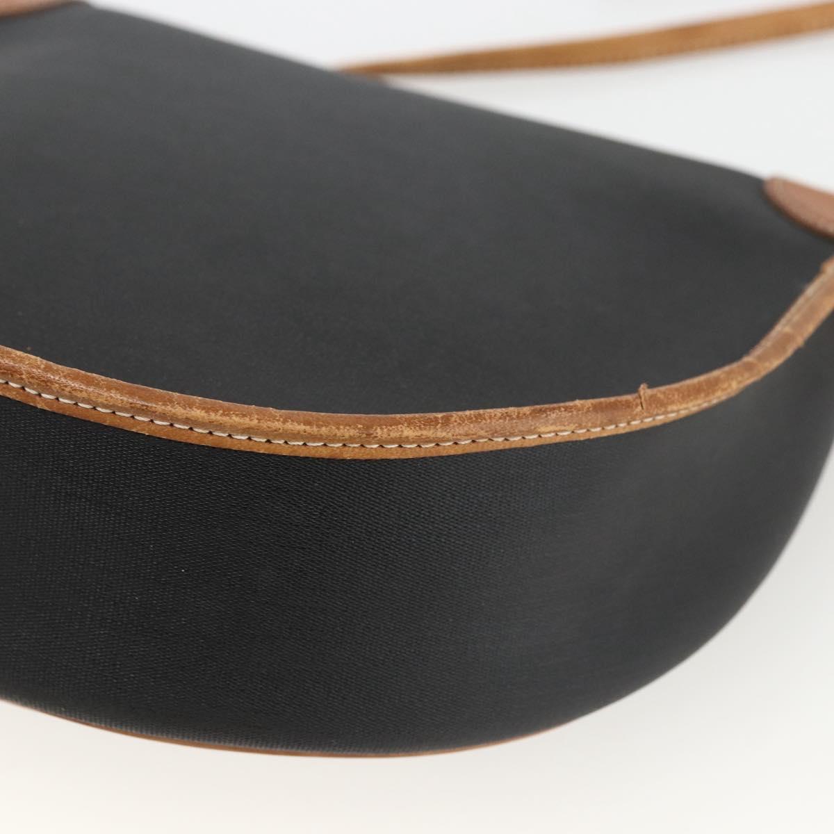 Christian Dior Shoulder Bag PVC Leather Black Gold Auth BA11060