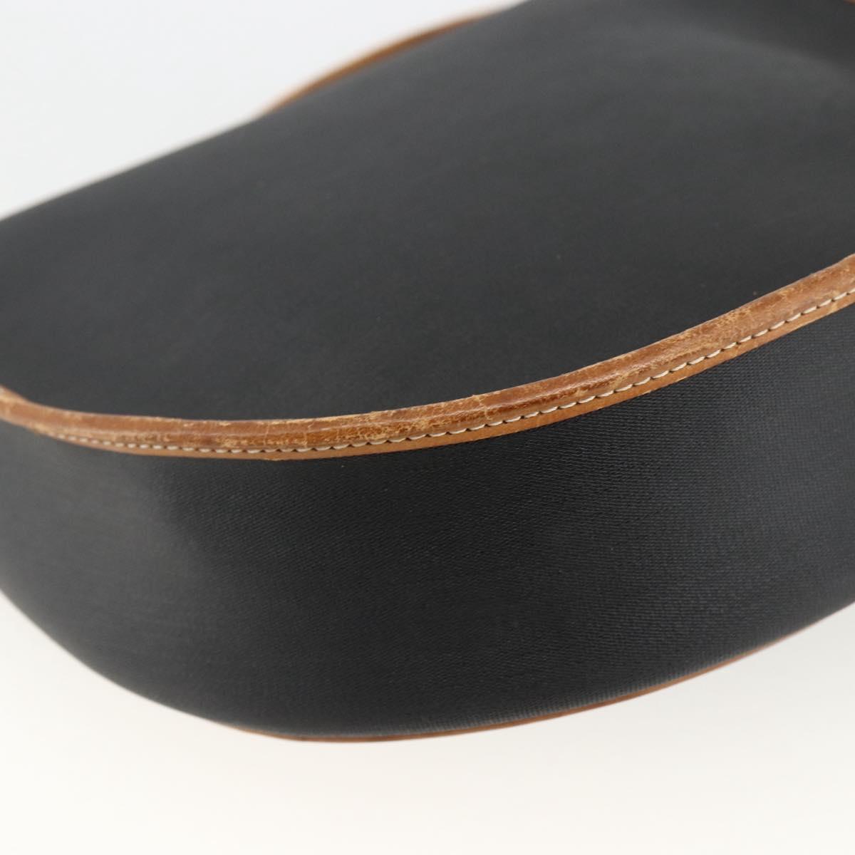 Christian Dior Shoulder Bag PVC Leather Black Gold Auth BA11060