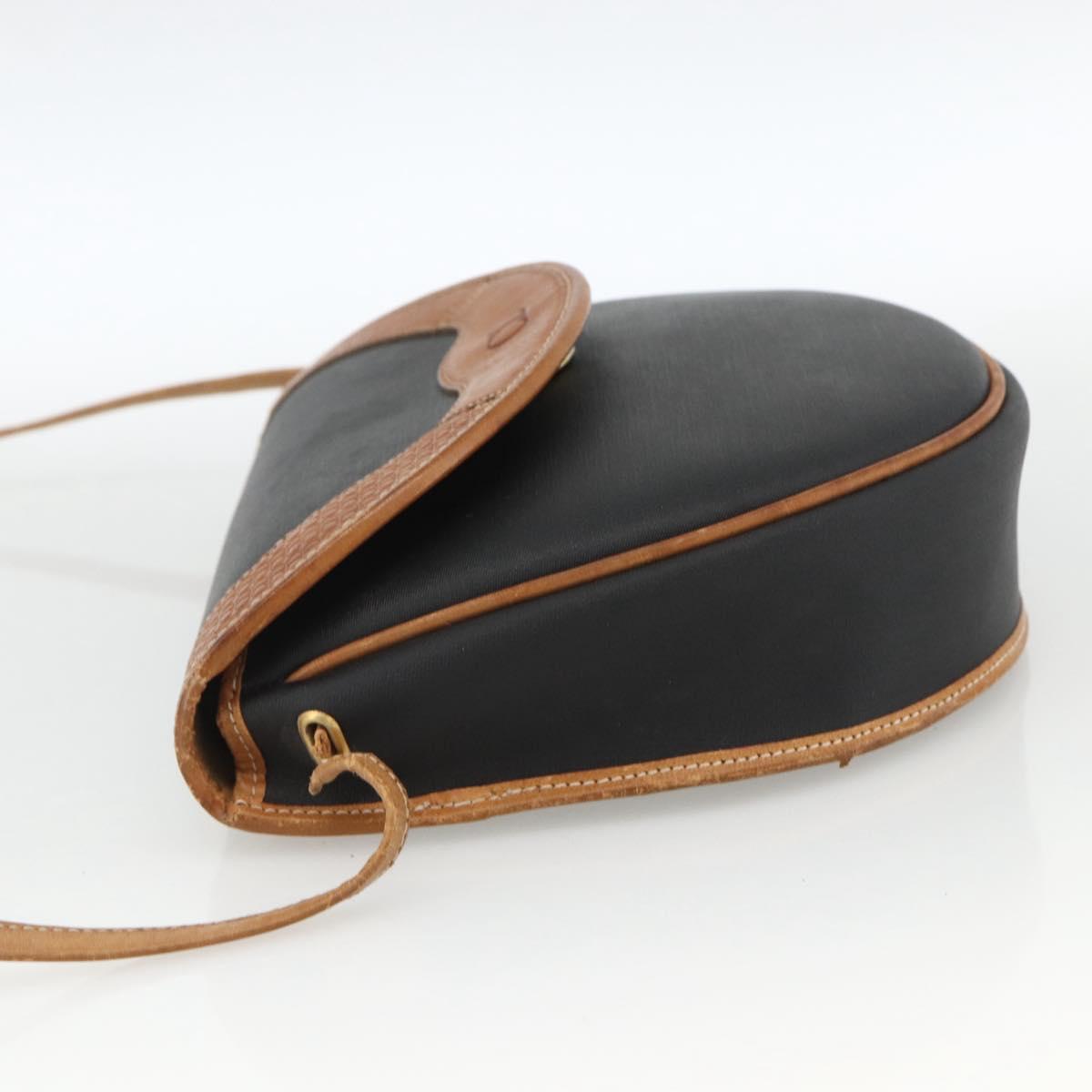 Christian Dior Shoulder Bag PVC Leather Black Gold Auth BA11060