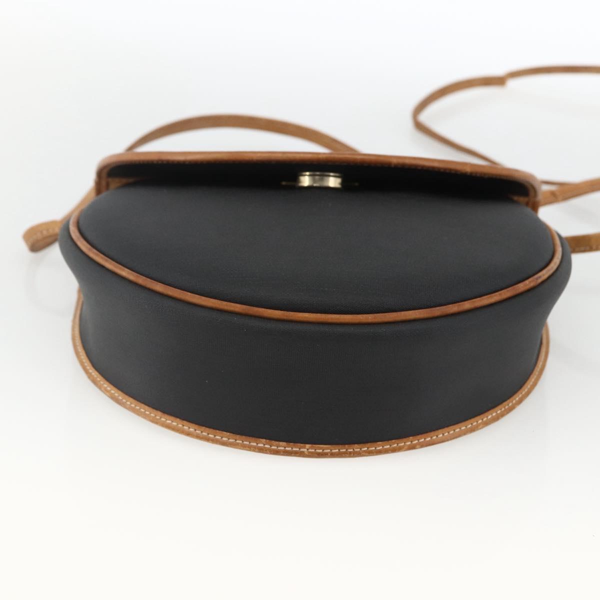 Christian Dior Shoulder Bag PVC Leather Black Gold Auth BA11060