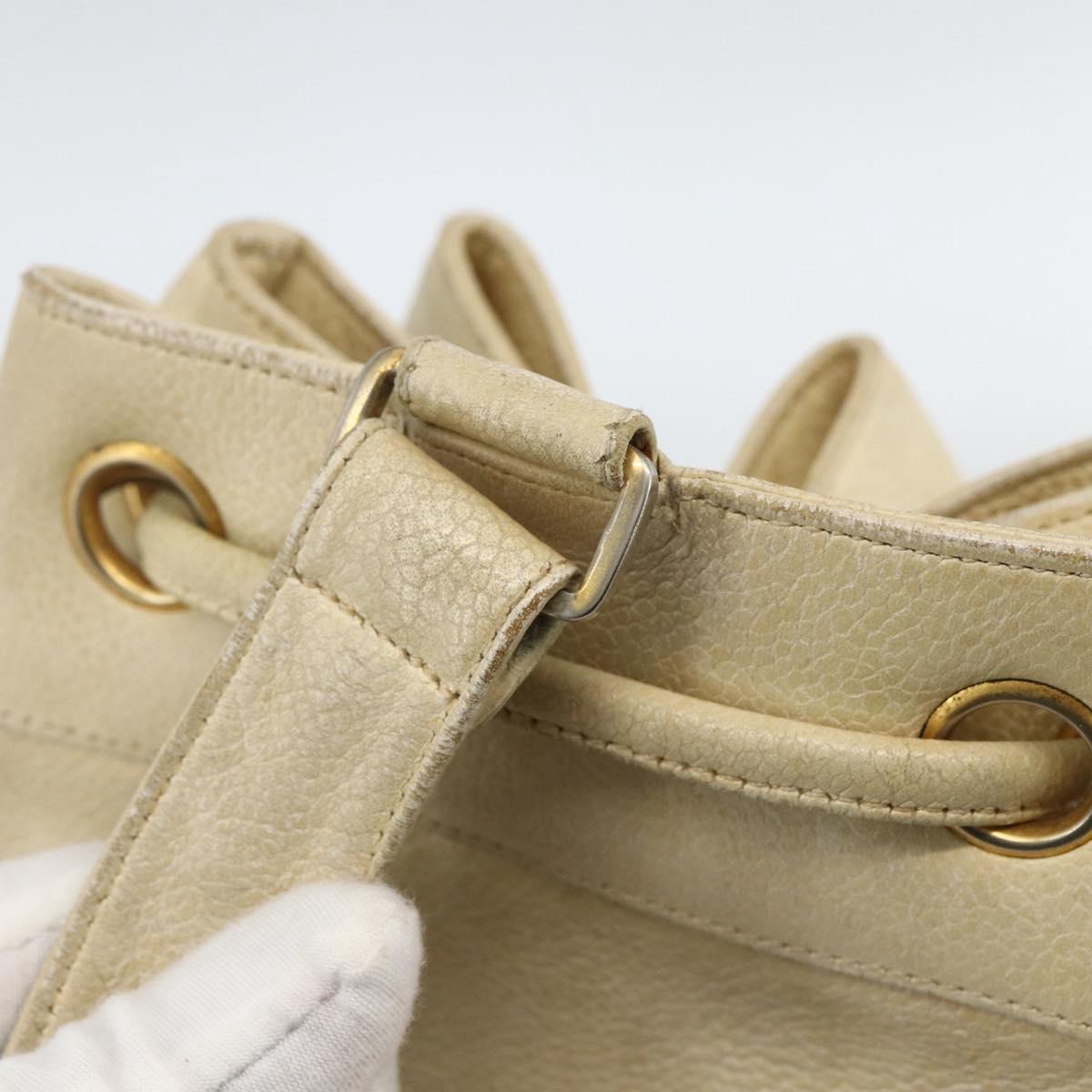 CHANEL Shoulder Bag Caviar Skin Cream Gold CC Auth BA11064