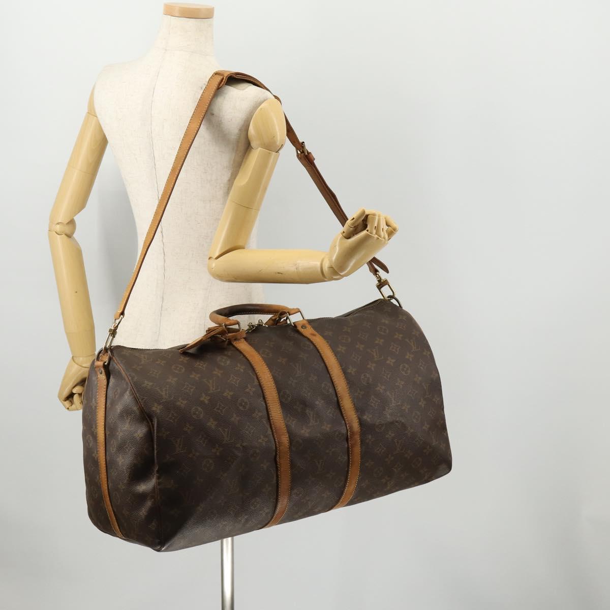 LOUIS VUITTON Monogram Keepall Bandouliere 55 Boston Bag M41414 LV Auth BA11072