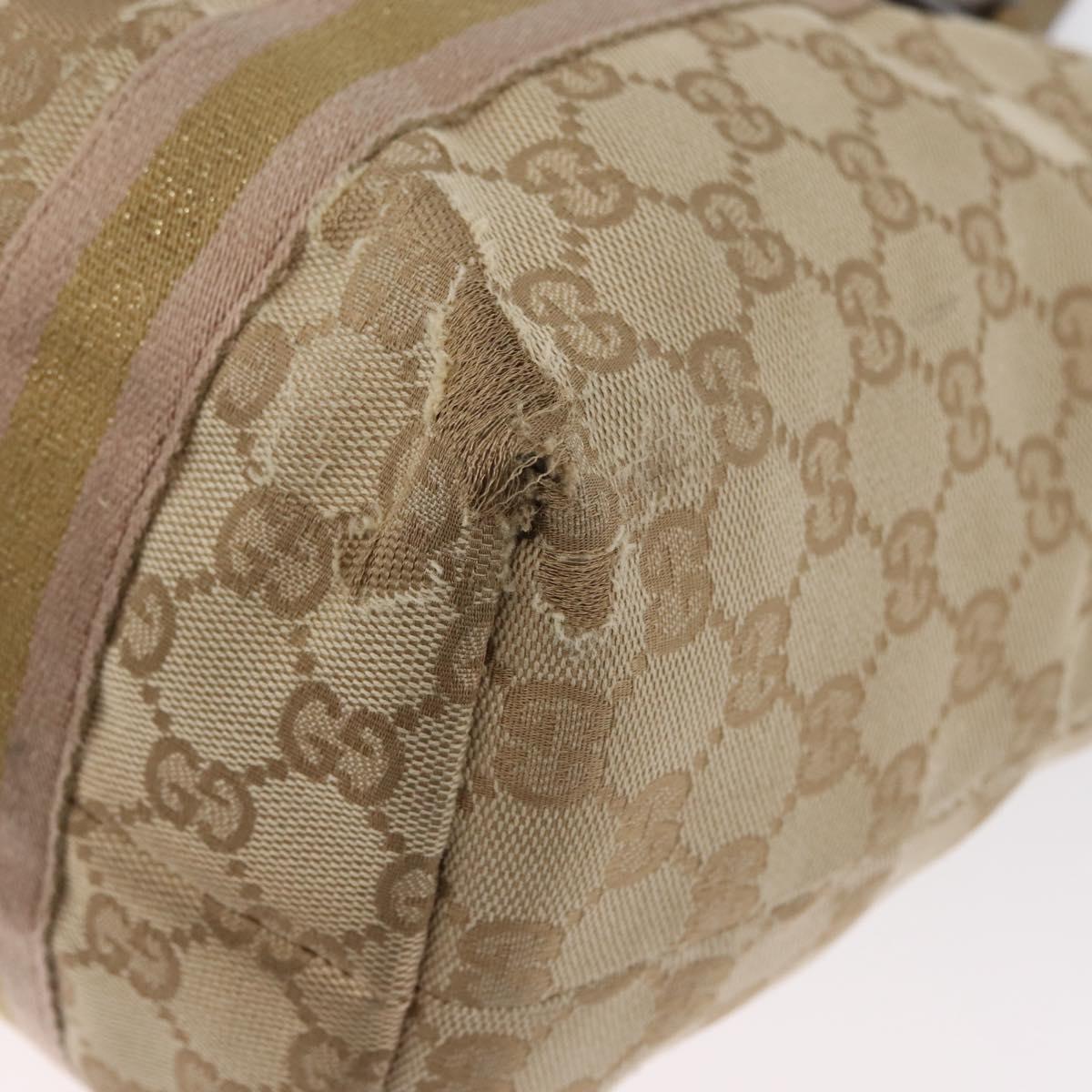 GUCCI GG Canvas Tote Bag Beige Gold 137396 Auth BA11082