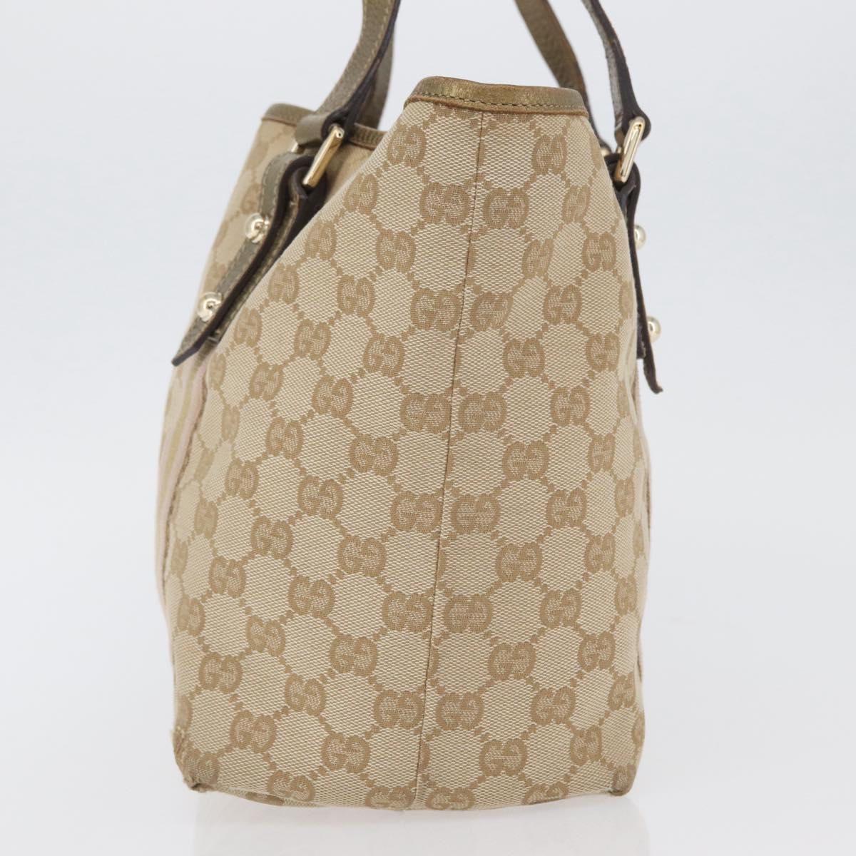 GUCCI GG Canvas Tote Bag Beige Gold 137396 Auth BA11082