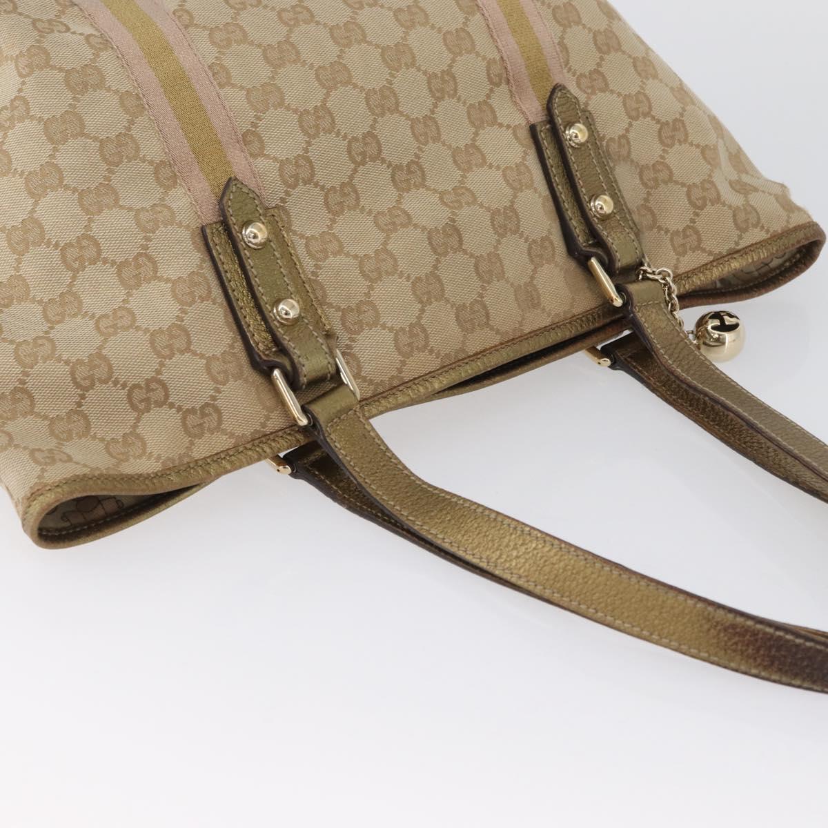 GUCCI GG Canvas Tote Bag Beige Gold 137396 Auth BA11082