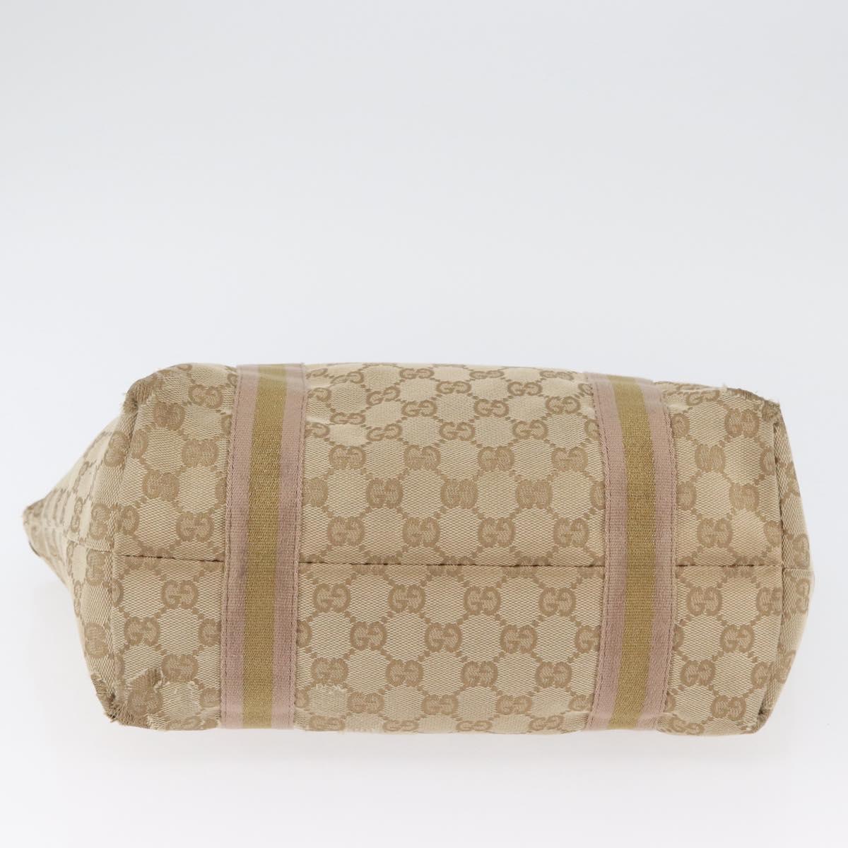 GUCCI GG Canvas Tote Bag Beige Gold 137396 Auth BA11082