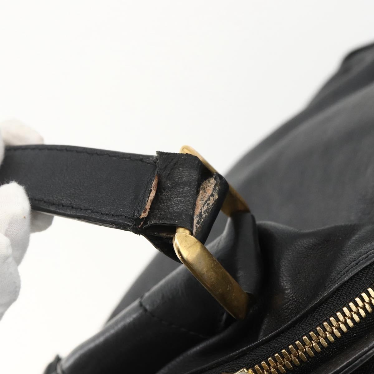 Chloe Hand Bag Leather Black Gold Auth BA11087