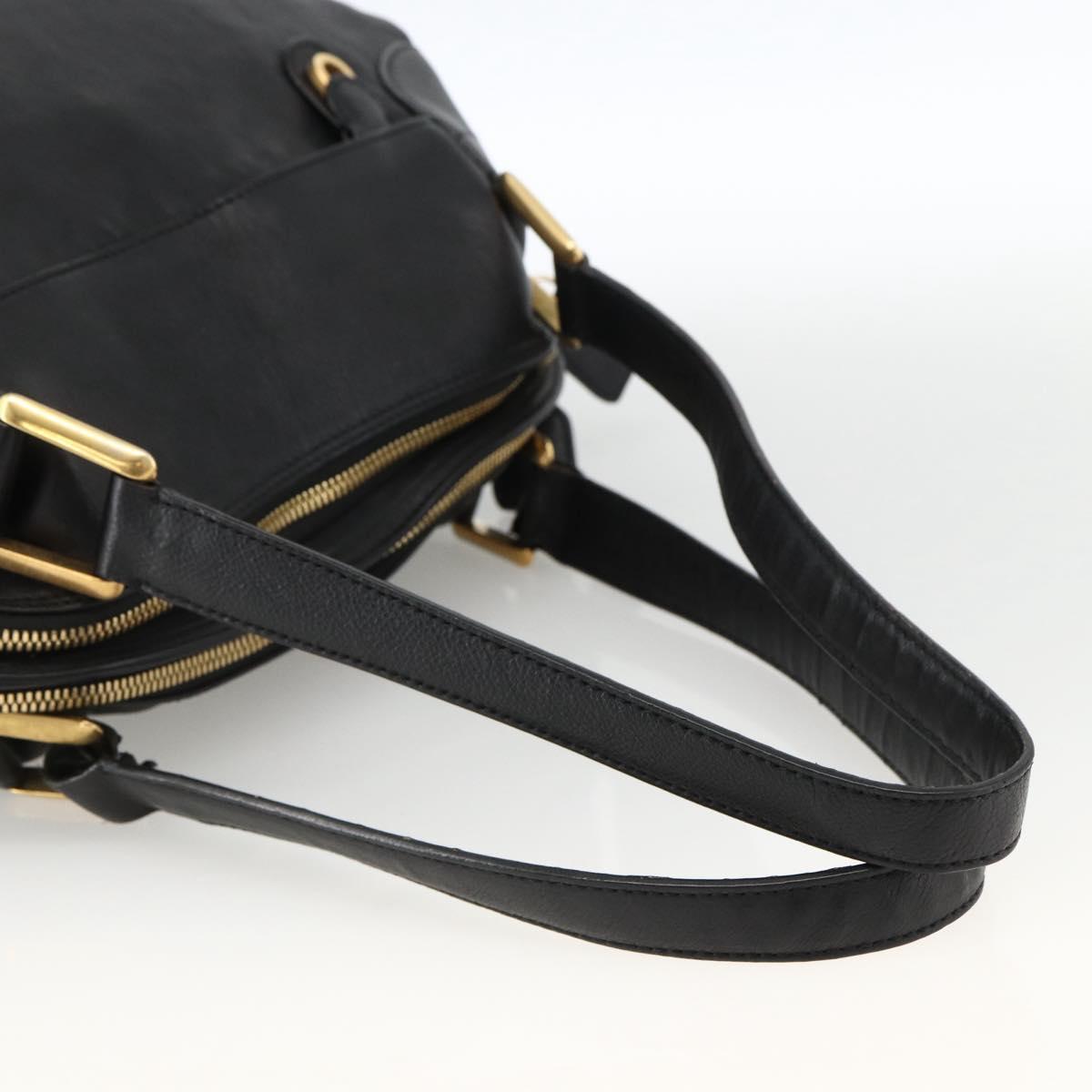Chloe Hand Bag Leather Black Gold Auth BA11087