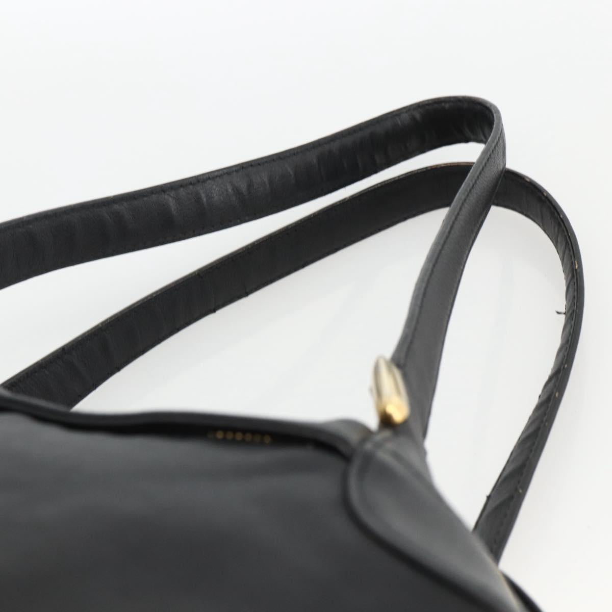 Chloe Hand Bag Leather Black Gold Auth BA11087