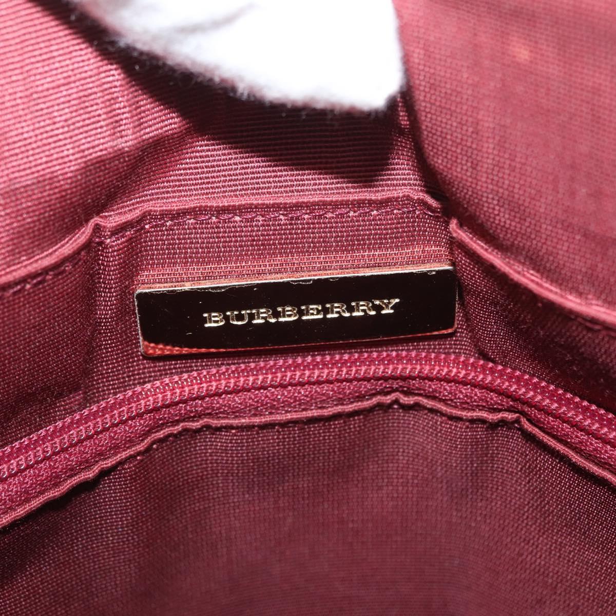 BURBERRY Nova Check Hand Bag Canvas Beige Red gold Auth BA11091