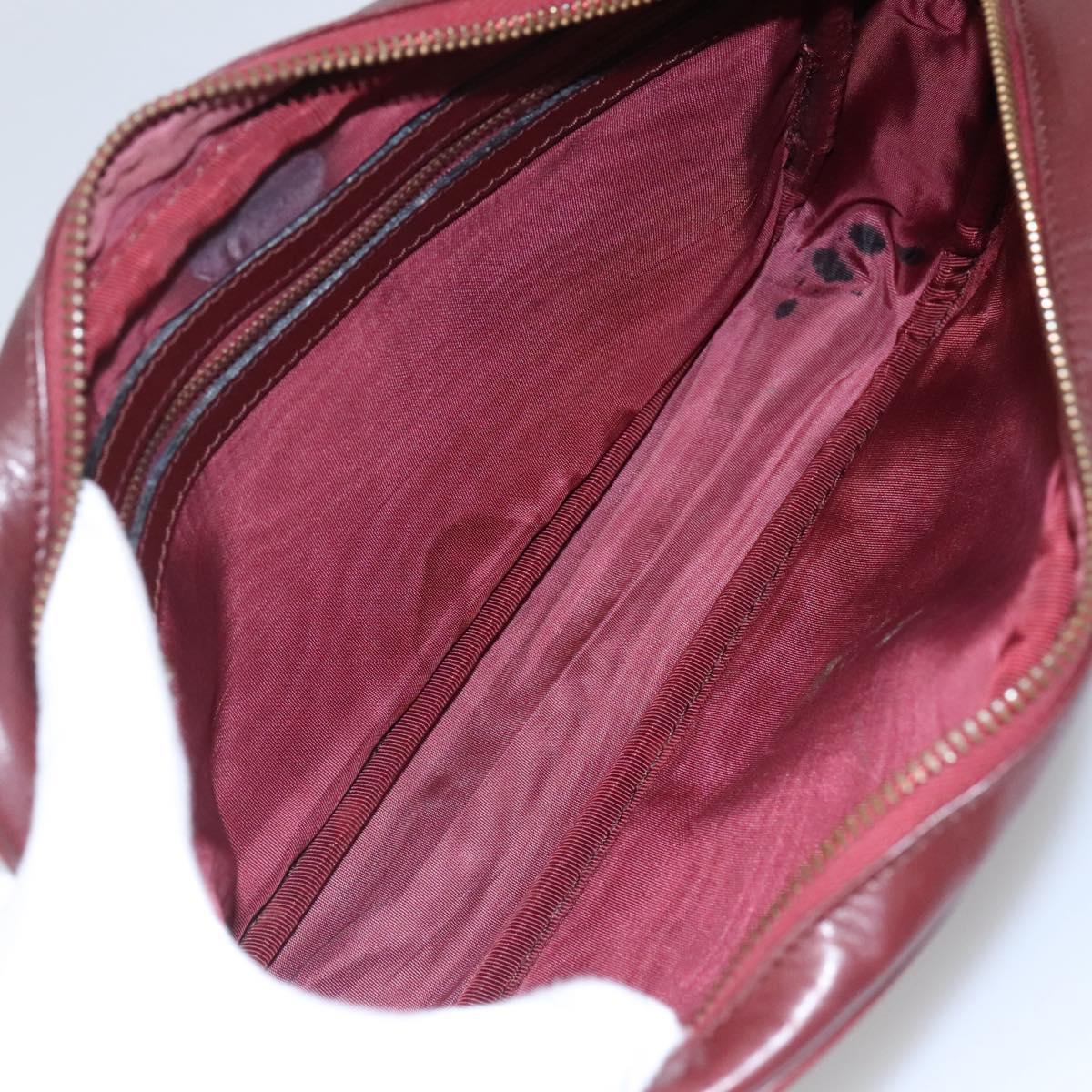 CARTIER Must Line Shoulder Bag Leather Bordeaux Gold Auth BA111