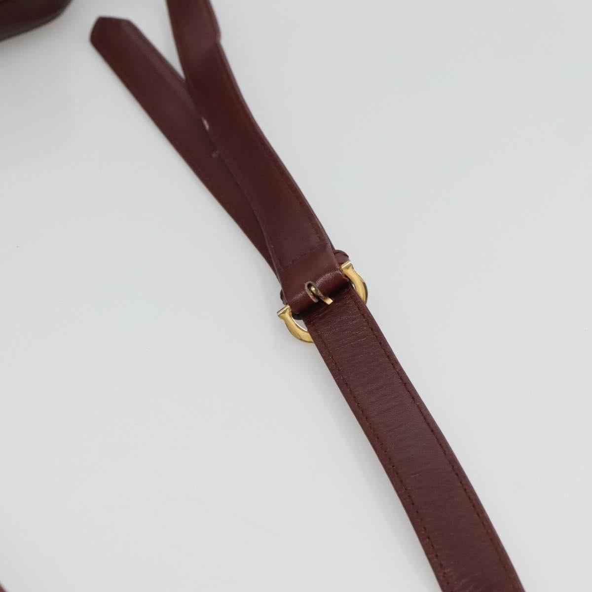 CARTIER Must Line Shoulder Bag Leather Bordeaux Gold Auth BA111