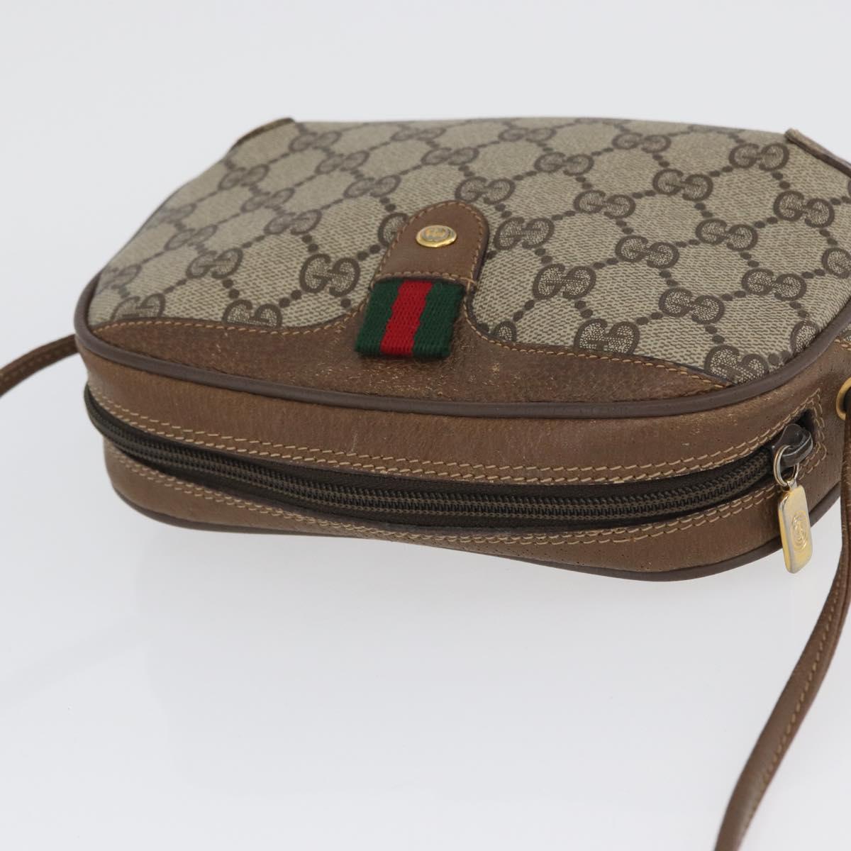 GUCCI GG Supreme Web Sherry Line Bag PVC Beige Gold 89 02 066 Auth BA11106