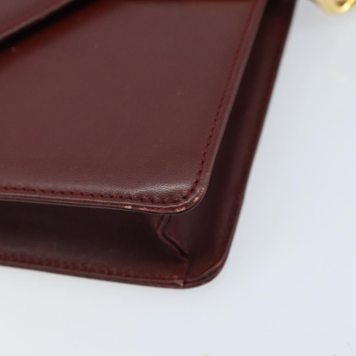 CARTIER Must Line Shoulder Bag Leather Bordeaux Gold Auth BA11108