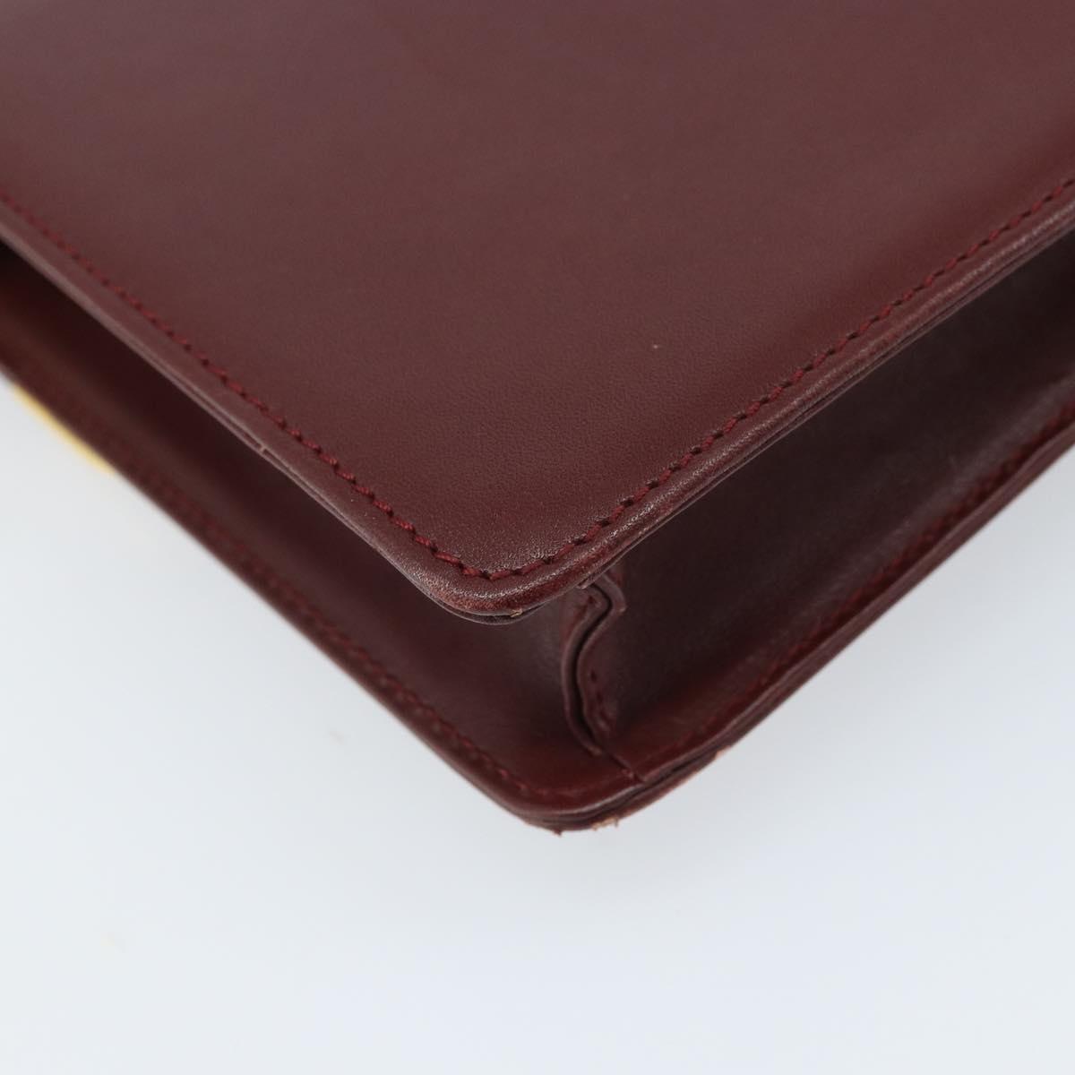 CARTIER Must Line Shoulder Bag Leather Bordeaux Gold Auth BA11108