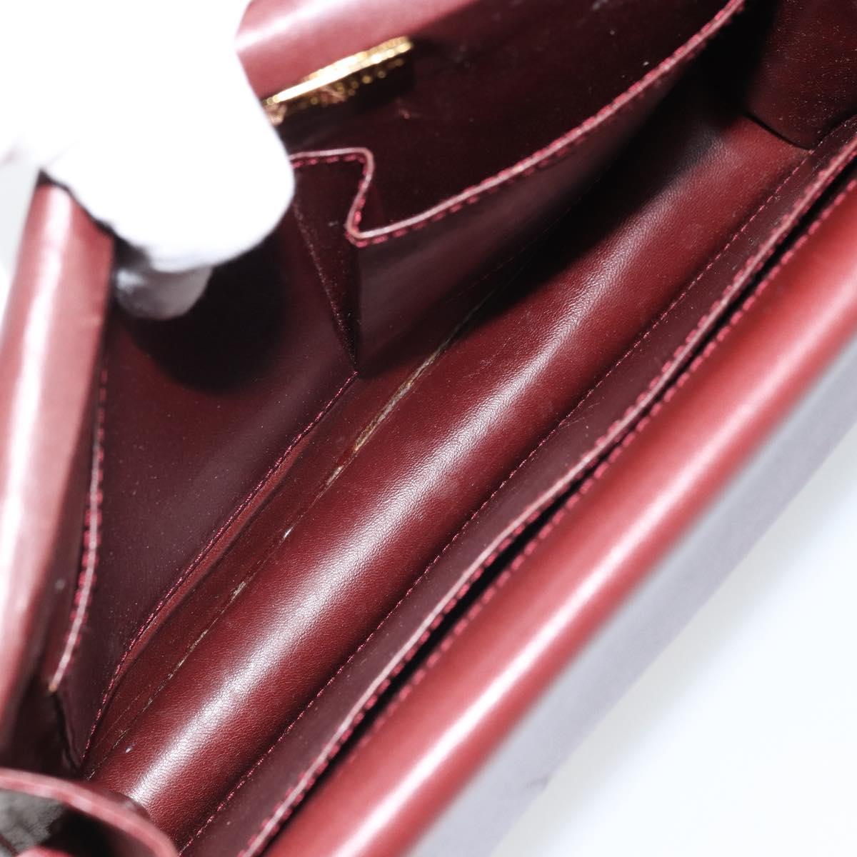 CARTIER Must Line Shoulder Bag Leather Bordeaux Gold Auth BA11108