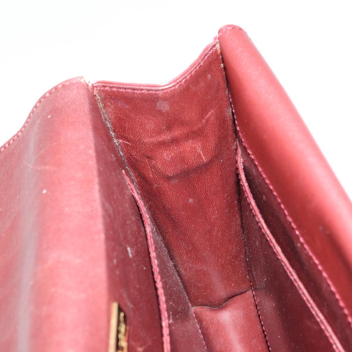 CARTIER Must Line Shoulder Bag Leather Bordeaux Gold Auth BA11108