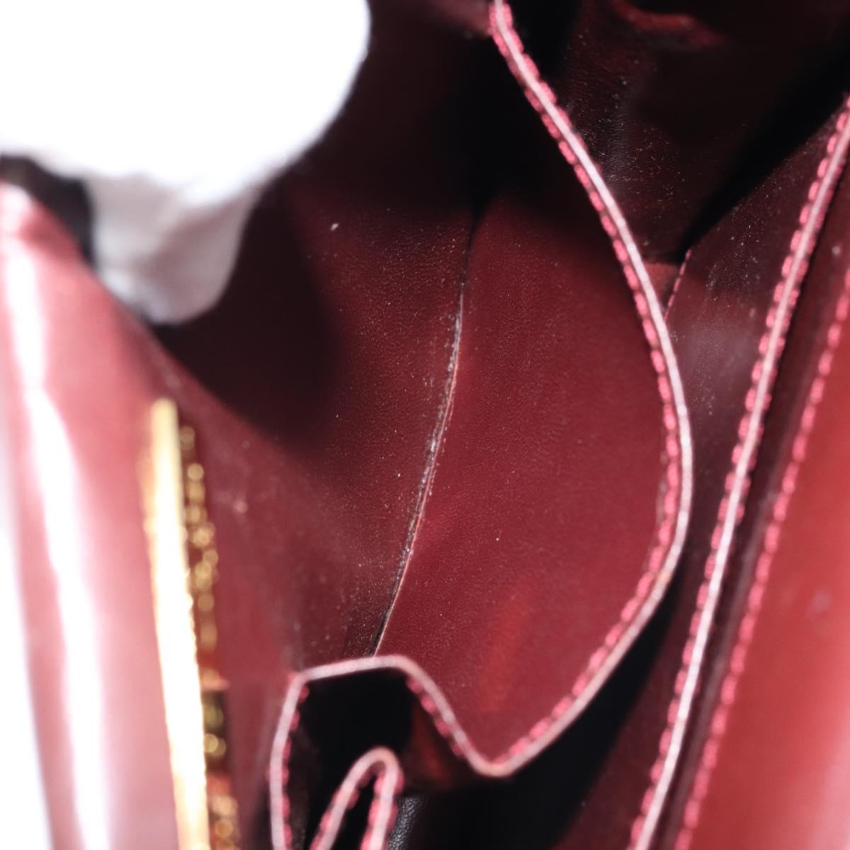 CARTIER Must Line Shoulder Bag Leather Bordeaux Gold Auth BA11108