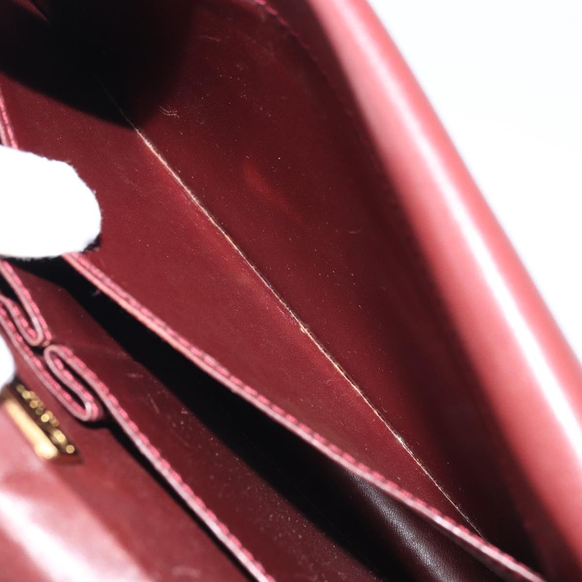 CARTIER Must Line Shoulder Bag Leather Bordeaux Gold Auth BA11108