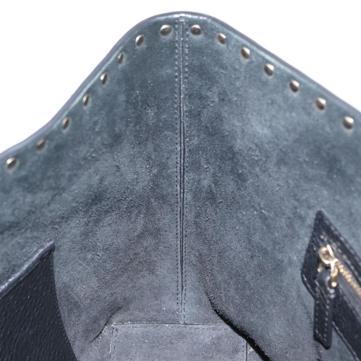 VALENTINO Rock Studs Tote Bag Leather Black Silver Auth BA11109